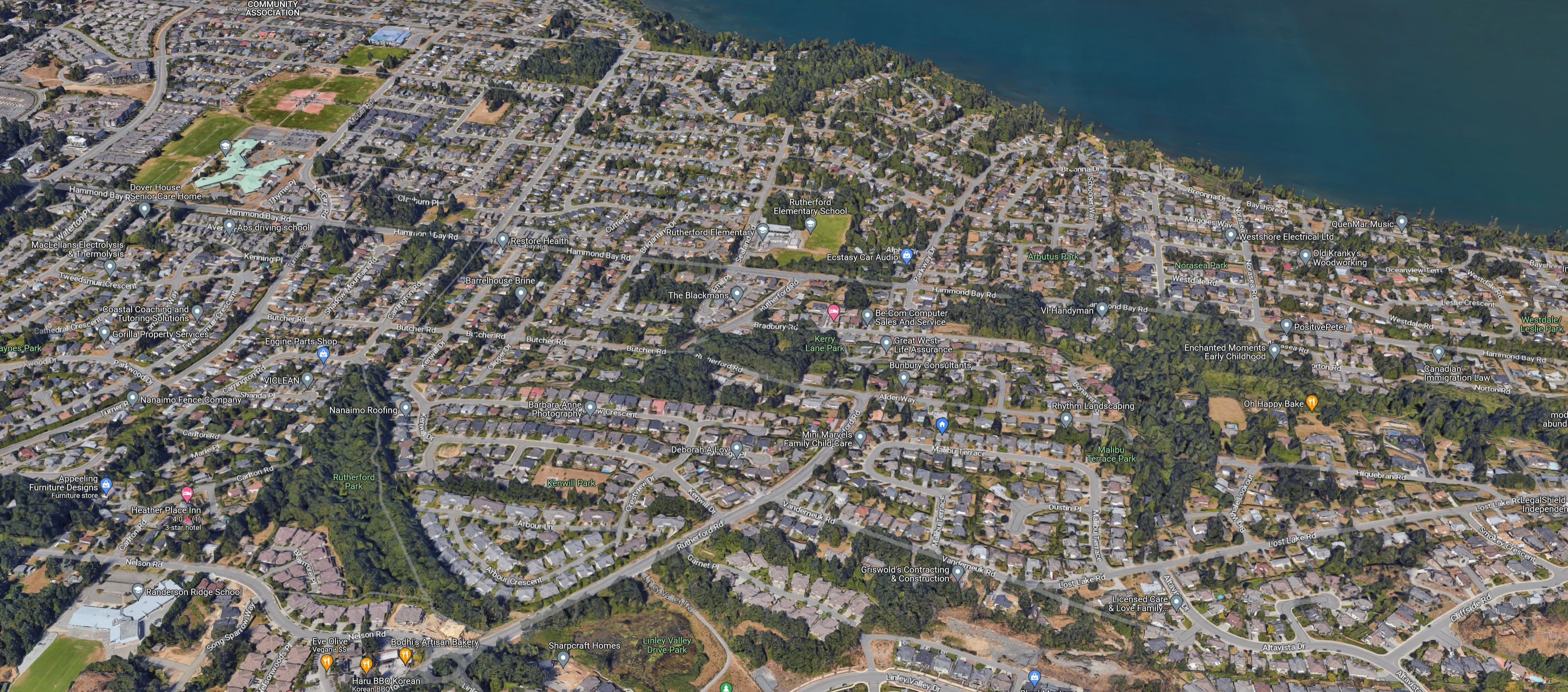 3D Aerial View of Hammond Bay Single-Family Homes via Google Street View