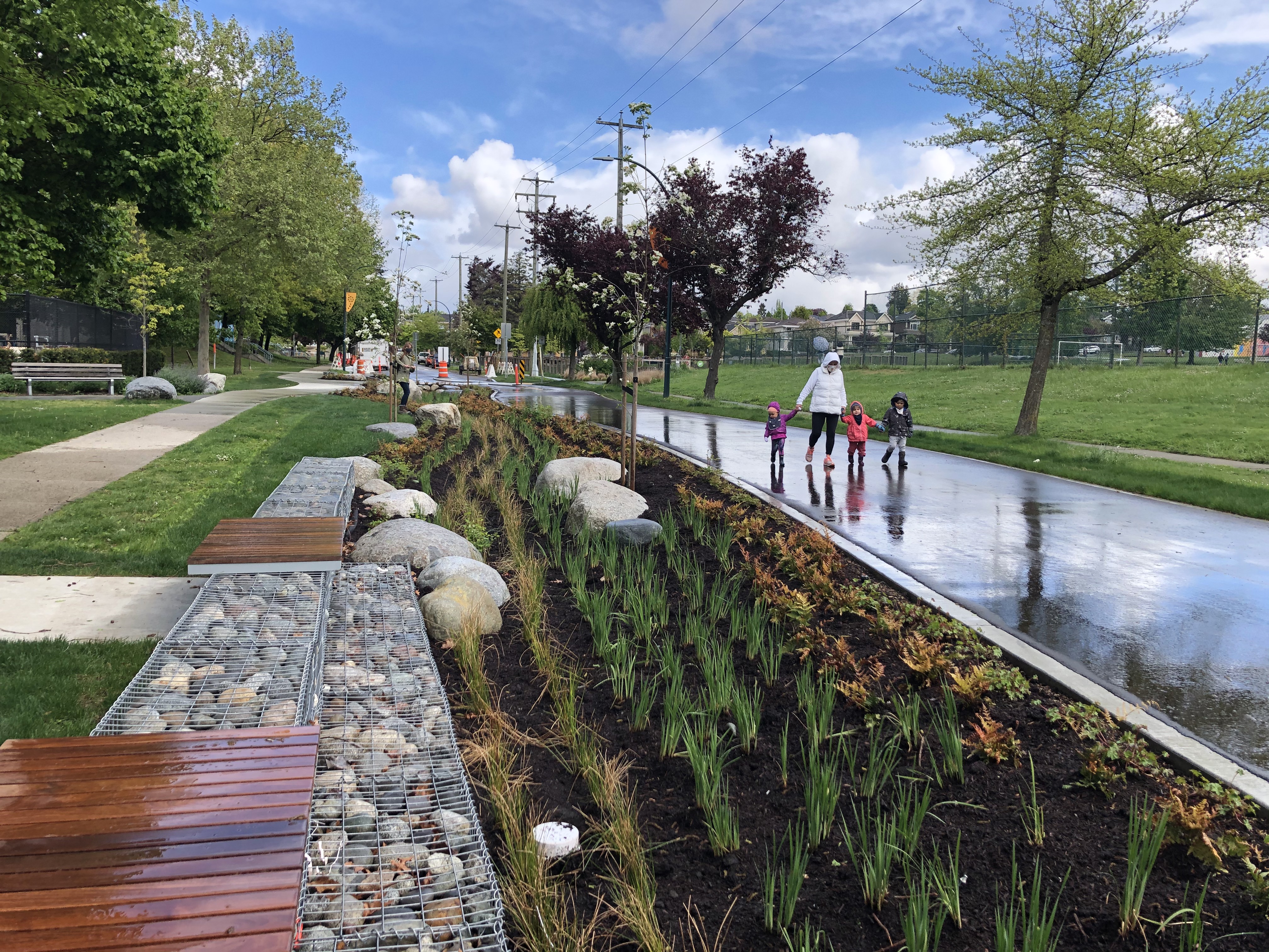 Completed St. George Rainway, complete with actual rain. (City of Vancouver)